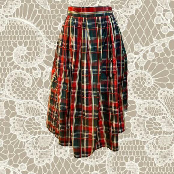 Vintage 90s red plaid punk skirt - Picture 1 of 4